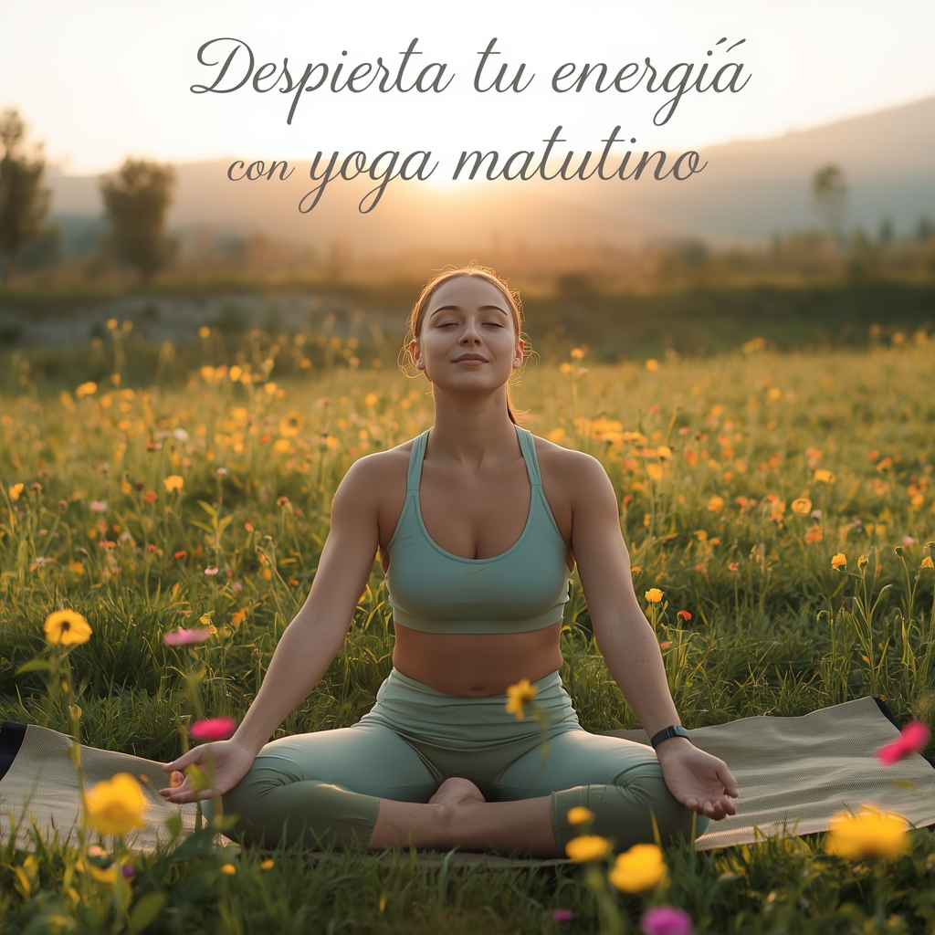 Mujer practicando yoga al amanecer